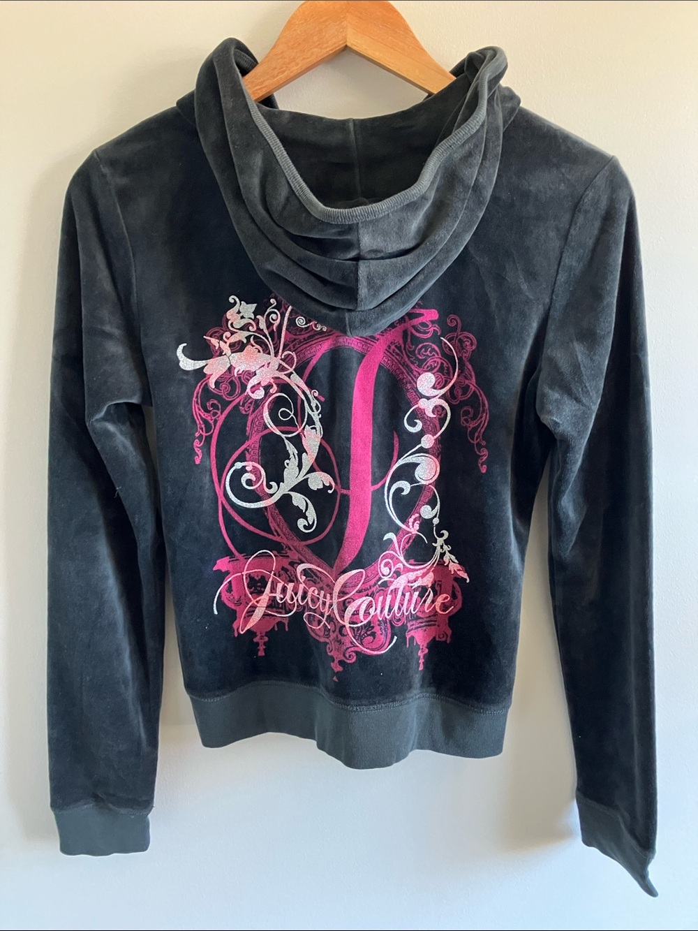 Vintage Juicy Couture Black Velour Hoodie